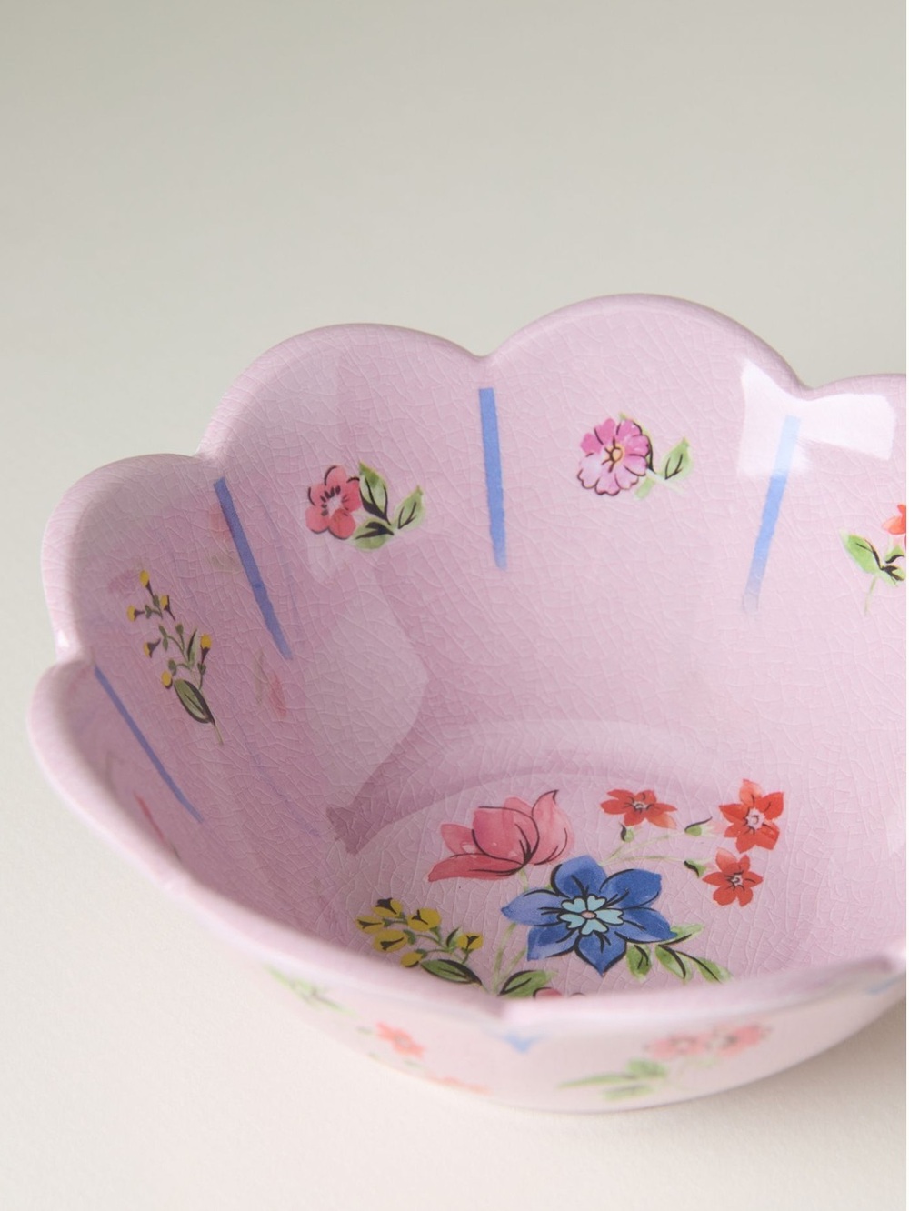 Anthropologie Annette Melamine Bowls Scalloped Lilac Ice Floral Set of 3 Small